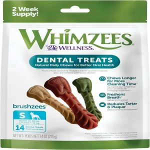 Whimzees Daily Use Pack Dental Treats For Dogs Small Brushzees (7.4 oz)