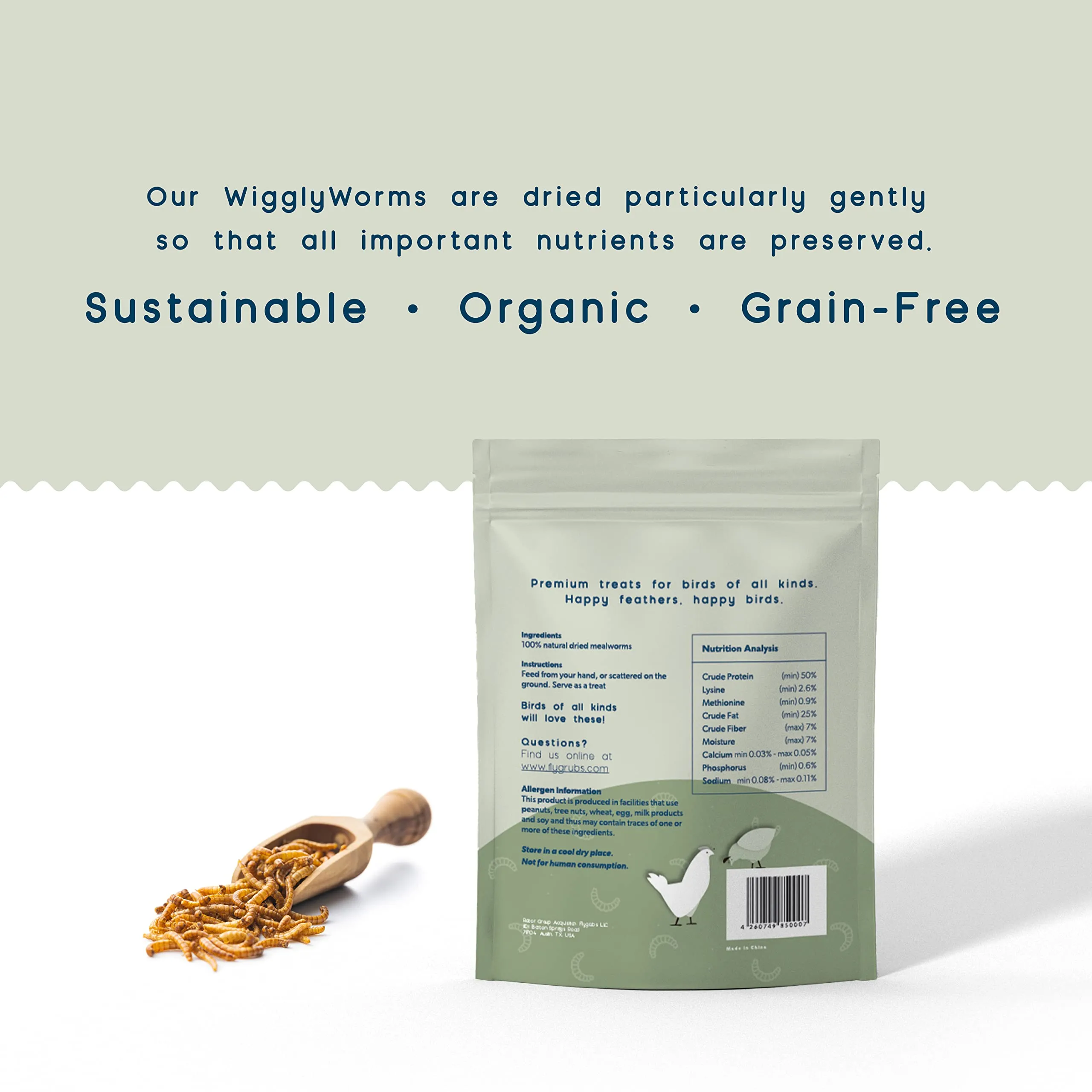 Wigglyworms Organic Mealworms Chicken Treats 35 Oz High Protein Mealworms